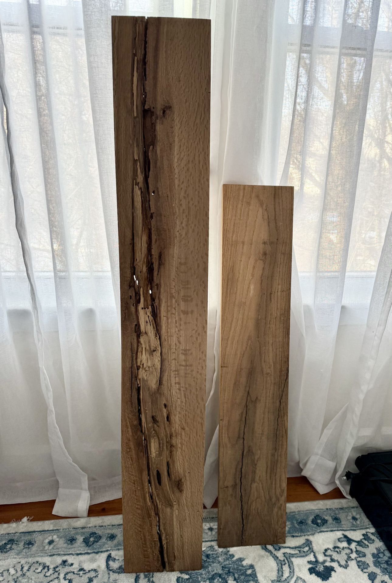 Two Reclaimed Wood Live Edge Shelves