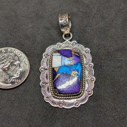 Sterling Silver and Large purple Dahlia Pendant 