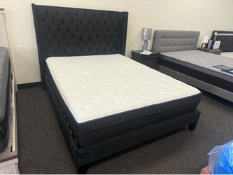 Queen black velvet bed frame