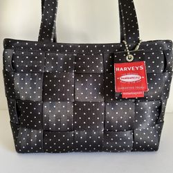 Harveys Seatbelt Black and White  "Dottie" Medium Tote In EXCELLENT Condition 