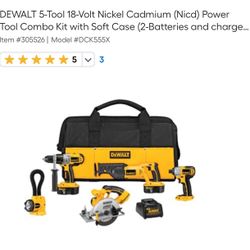 DEWALT 5-Tool 18-Volt Nickel Cadmium (Nicd) Power Tool Combo Kit with Soft Case (2-Batteries and charger Included)
