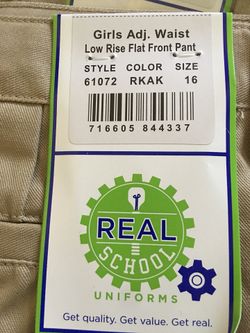 Girls Adj. waist low Rise flat front pants