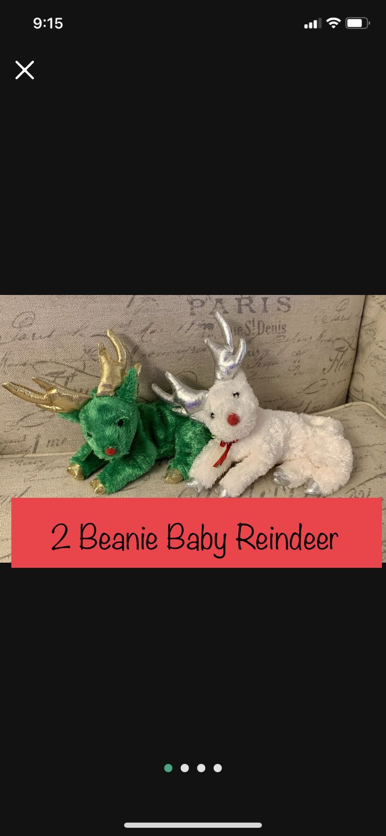 Beanie Baby Christmas Reindeer 