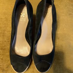 Vince Camuto Navy Wedge Shoes-8.5