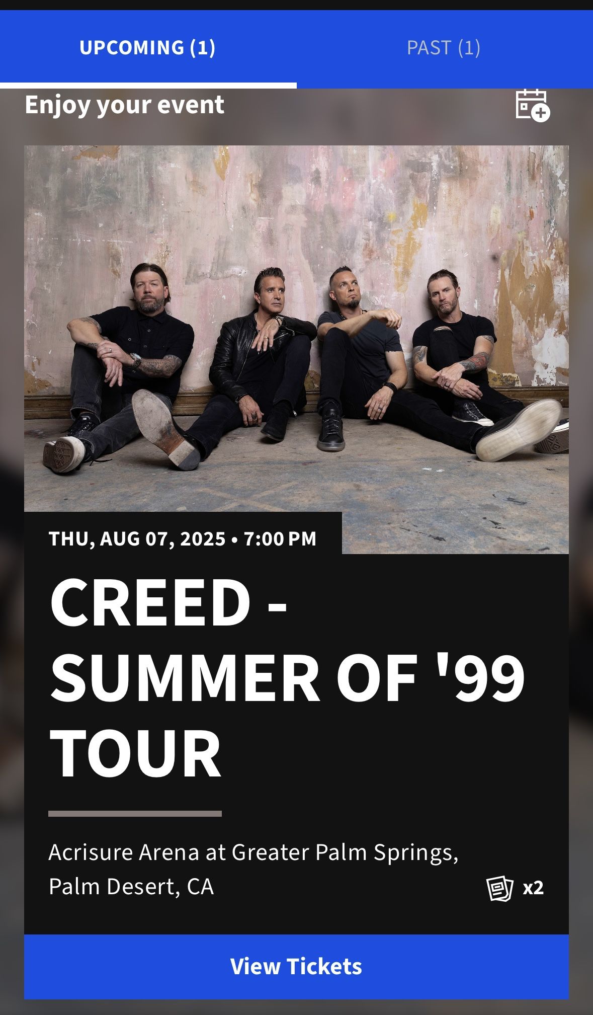Creed Concert Tickets Tonight 8/7 $50 Each