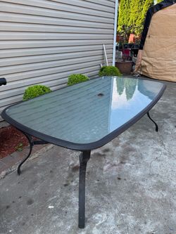 Patio Table with Tempered Glass Top,
