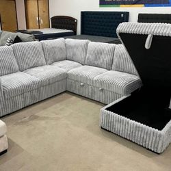 Take Home Pay Later Only $39 Down Payment 🌟Pull Out Sleeper Sectional Couch W Storage Color Options 