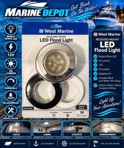 ⚓ West Marine Recessed Mount LED Flood Light — 12V