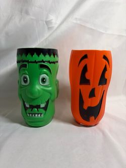 Vintage blow mold halloween drinking cups
