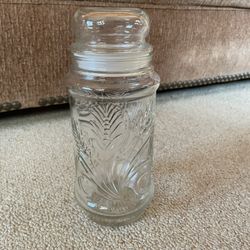 🥜1982 Vintage Planters Mr Peanut Glass Jar W/ Lid Wheat Pattern Anchor Hocking 