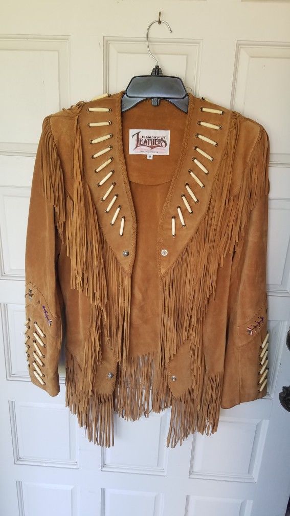 Womens Leather fringe jacket.