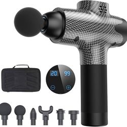 Massage Gun, Deep Tissue Therapy for Athletes, Percussion Body Neck Back Pain Relief, 20 Speed & 6 Heads for Hand Held Massager, Gray