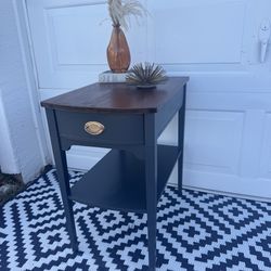 Stunning navy solid wood end table, nightstand or accent table.