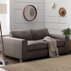 Sofa Bed Gray genuine Leather