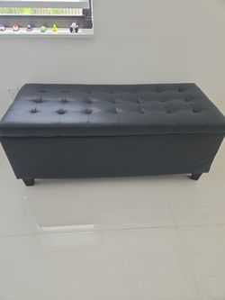 Bench with Storage leather Blue