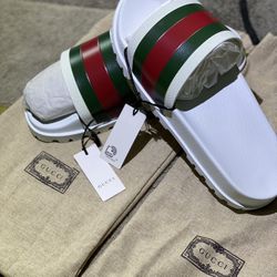 Gucci Slides, White, Size 9.5