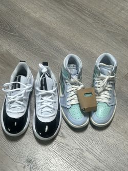 Men’s size 8 white and black jordans also with tri color size 9 1/2 women Jordans
