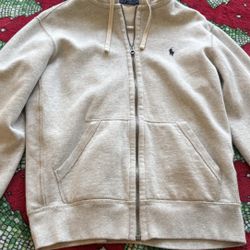 Polo Ralph Lauren grey fleece zip up jacket - size medium