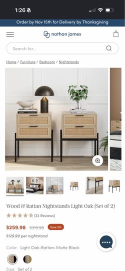 Nathan James rattan nightstands set of 2