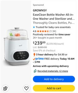 Grownsy EaseClean Bottle Washer All-in-One Washer and Sterilizer and Dryer