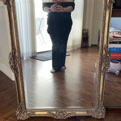 Vintage Baroque/Hollywood Regency Statement Mirror, Antiqued Gold 