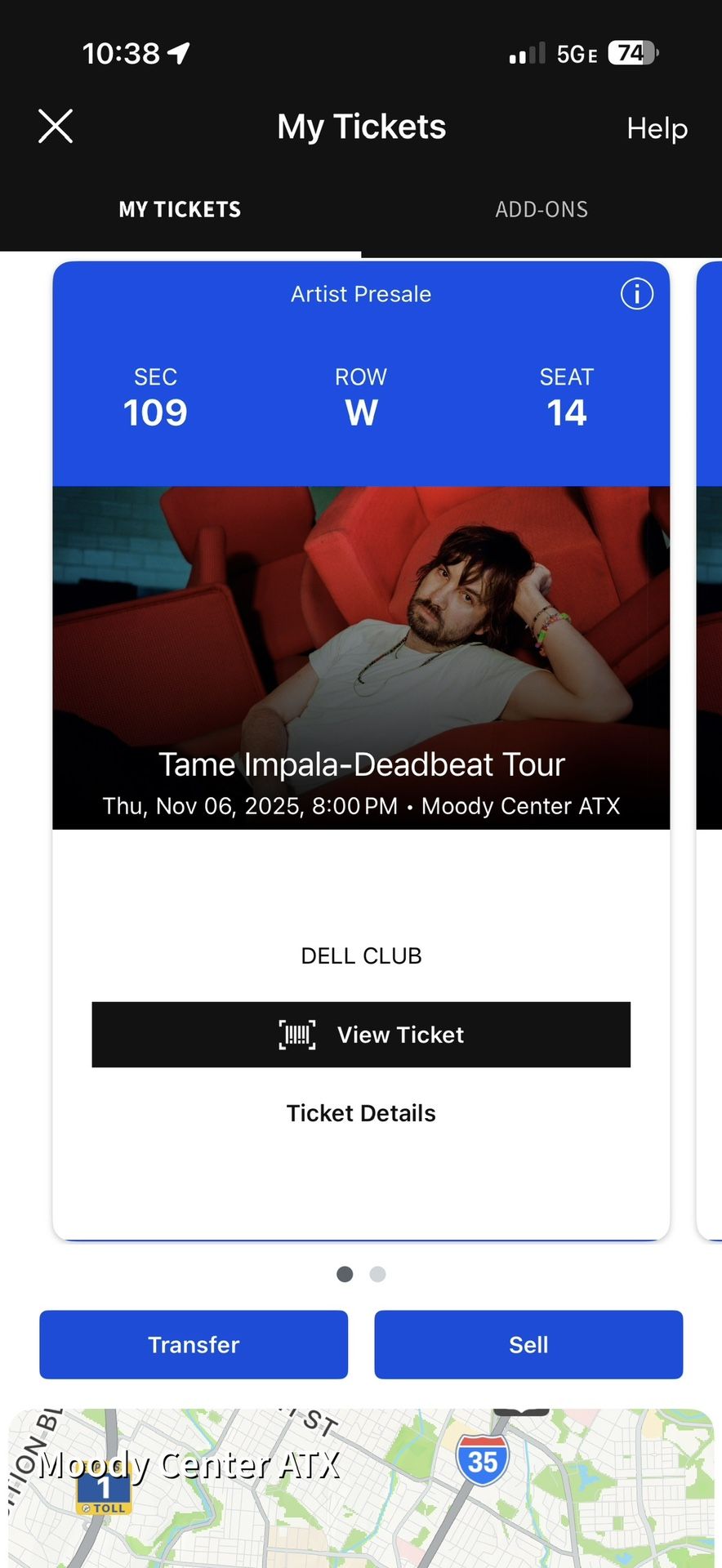 2 Tame Impala Tickets ATX