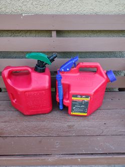 Red Plastic Gasoline Cans – Set of 2