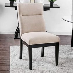 BEIGE BLACK LEATHERETTE SIDE DINING CHAIR SET 2 - SILLAS