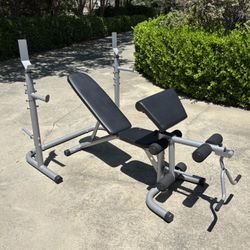 Olympic 2” Weight Set 180lbs + 45lb Barbell +Adj Bench & Rack