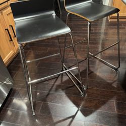 Wood And Metal Bar Stool (set Of 2)