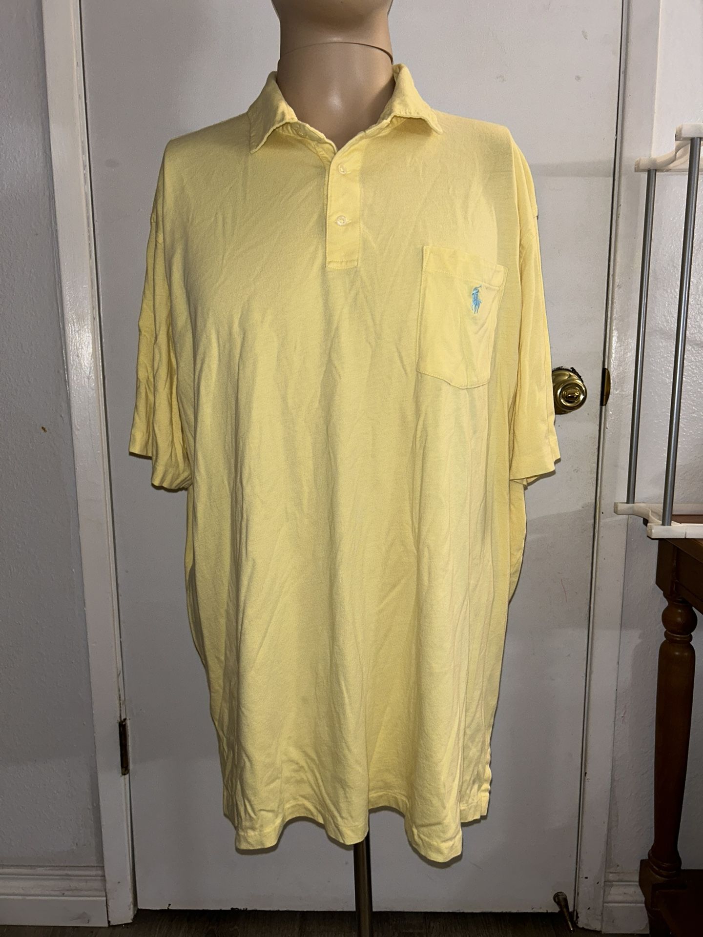 Polo Ralph Lauren Shirt Mens Short Sleeve Classic Fit Yellow Front Pocket Sz XL