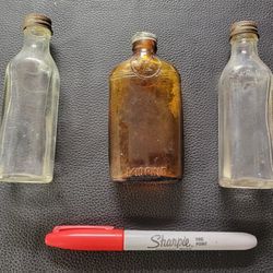 (3) Vintage Glass Bottles 1/10 Pint