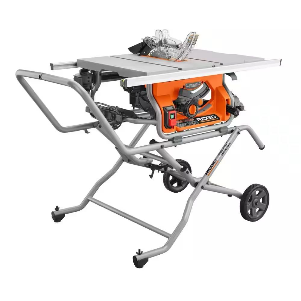 Rigid 10” Table Saw With Folding Rolling Stand