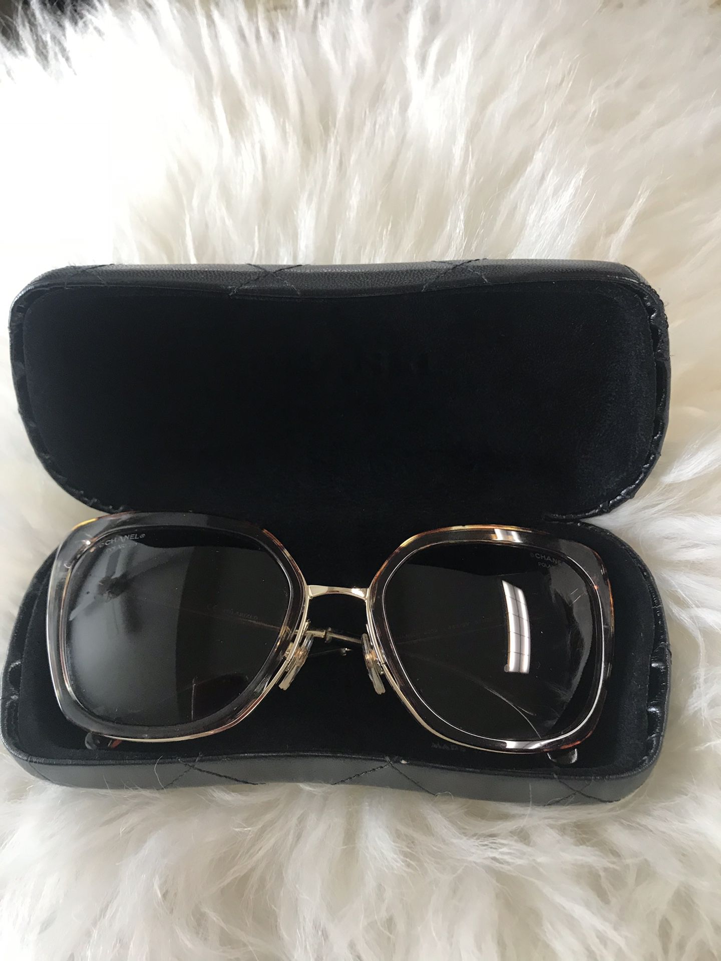 chanel sunglasses leather sides