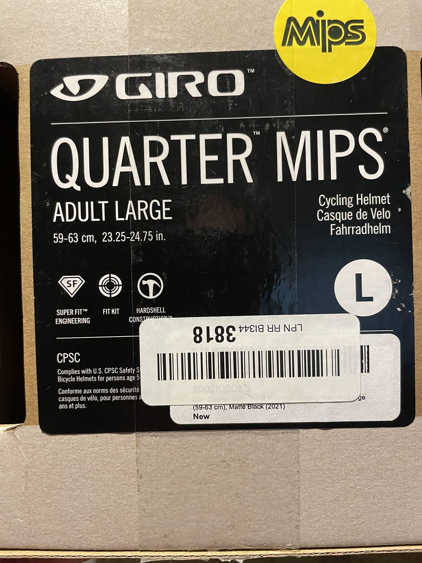 Giro Quarter MIPS Urban Helmet Adult Large Brand New Matte Black Still In Box