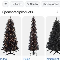 Pier 1 Pre-lit Black 6.5 Foot Christmas Tree