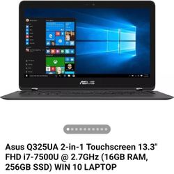 Asus Q325UA 2-in-1 Touchscreen 13.3" FHD i7-7500U @ 2.7GHz (16GB RAM, 256GB SSD) WIN 10 LAPTOP