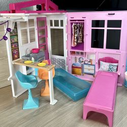 2021 Barbie 3 Room Getaway House Portabl Playset Bed Table Chair Accessories