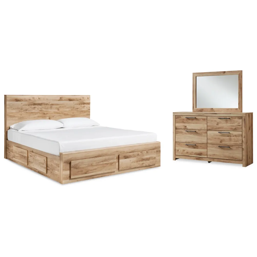 Hyanna Queen Panel Storage Bed with Mirrored Dresser Final Days of Savings Galore