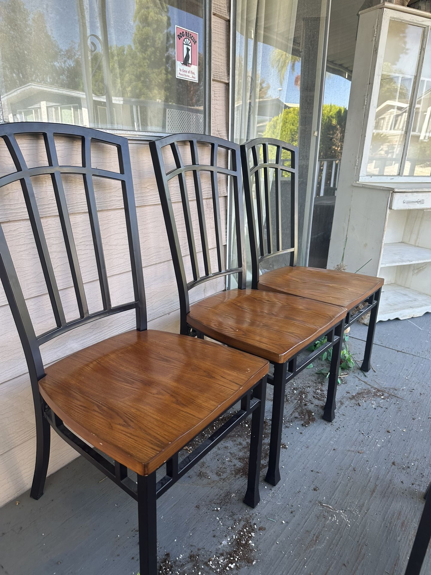4 Wood And Metal Chairs