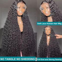  250 Density HD 13X6 360 Full Transparent Deep Water Wave Curly Lace Frontal Wigs 30 40 Inch 13X4 Front Human Hair Wig