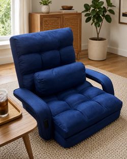 Comfy Floor Chair with Adjustable Backrest, Gaming Chairs, 2 USB Charging Ports, Indoor, Lazy Sofa, Meditation Chair, Dorm, Living Room, Bedroom