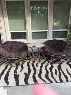 Pair of Papasan Chairs & Bistro Table