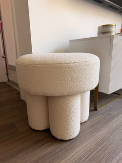 White boucle foot stool