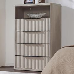 50.7" Tall Dressers & Chests of Drawers with 4 Drawers Large Modern Dresser for Closet Fluted TV Stand Clothes Closet Storage for Bedroom Hallway Entr