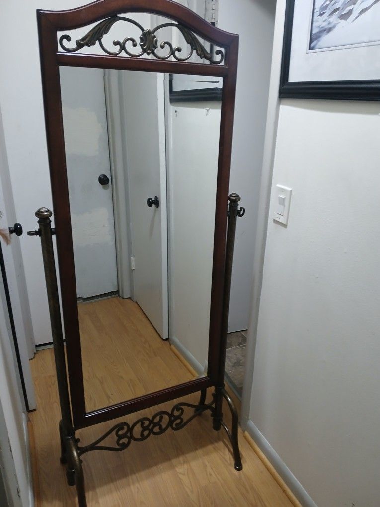 Cherry Wood Chevel Antique Mirror