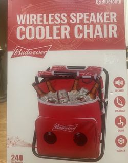 Cooler Bluetooth Budweiser Beer Wireless Speaker Cooler Chair-24can-NIB