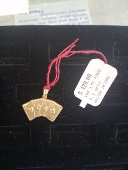 10kt 4 ace card pendant