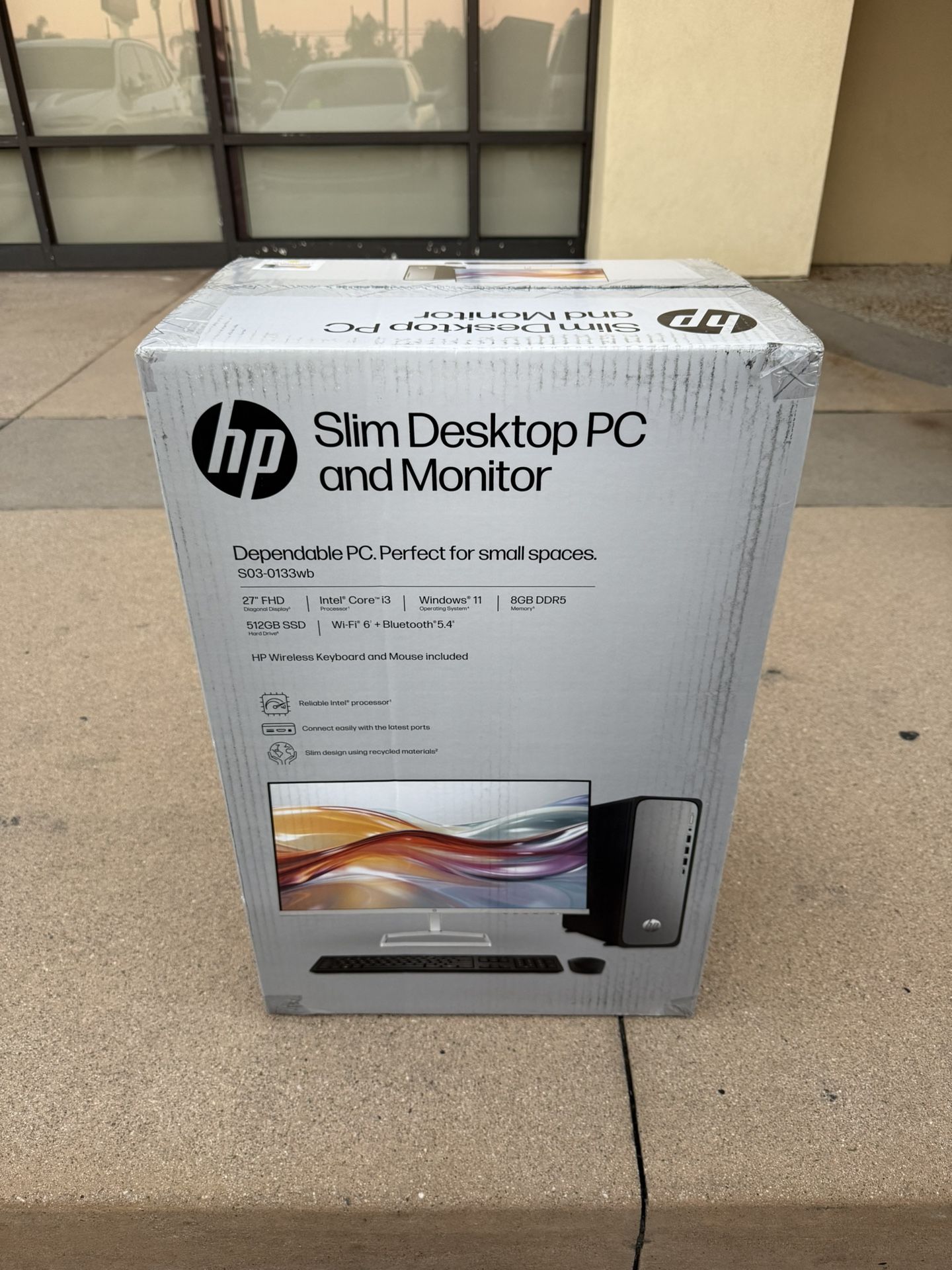 HP OmniDesk Slim Desktop PC Bundle Intel Core i3 w/27" FHD Display Windows 11 Home Meteor Silver