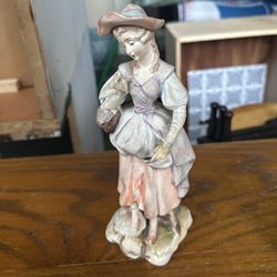 Vintage Porcelain Figurine - Girl with Goose - Made in Japan